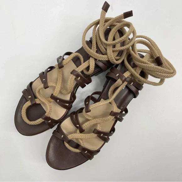 Michael Kors Collection Kellan Runway Gladiator Platform Sandals Nutmeg Size 39